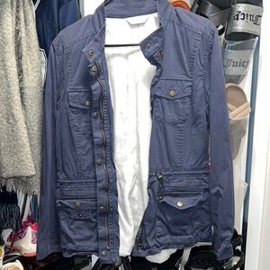 LL Bean Women's Navy Soft Fur Lined Zip Up Jacket Size Medium